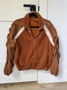 Women’s Rust Brown Fleece Zip-Up Jacket